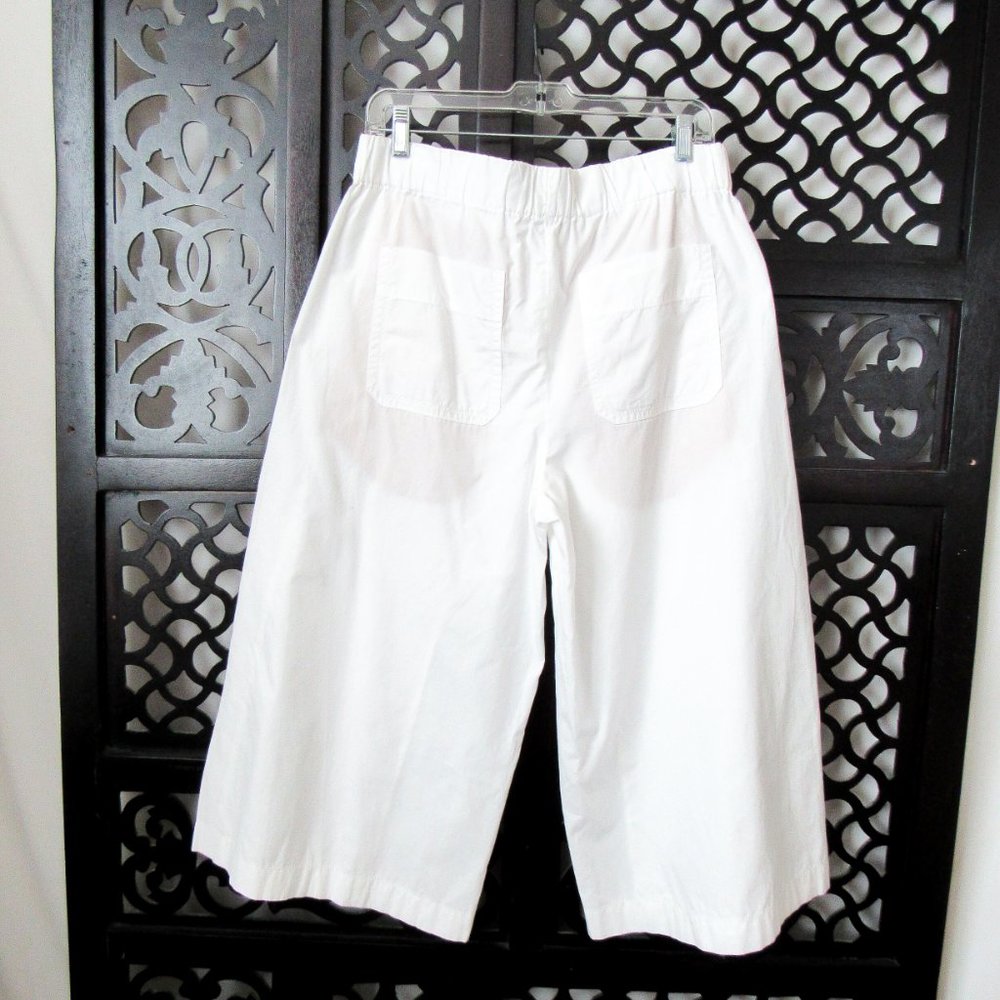 VINCE Wide Leg Cotton Pants Side-Slit Culottes in White Size- M/L - Picture 16 of 17